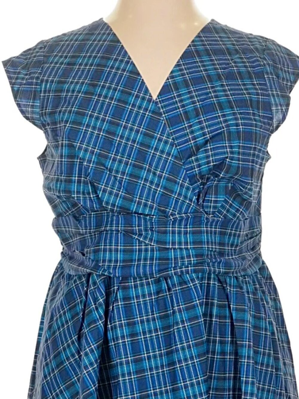 Retrolicious Blue Plaid Dress NWT